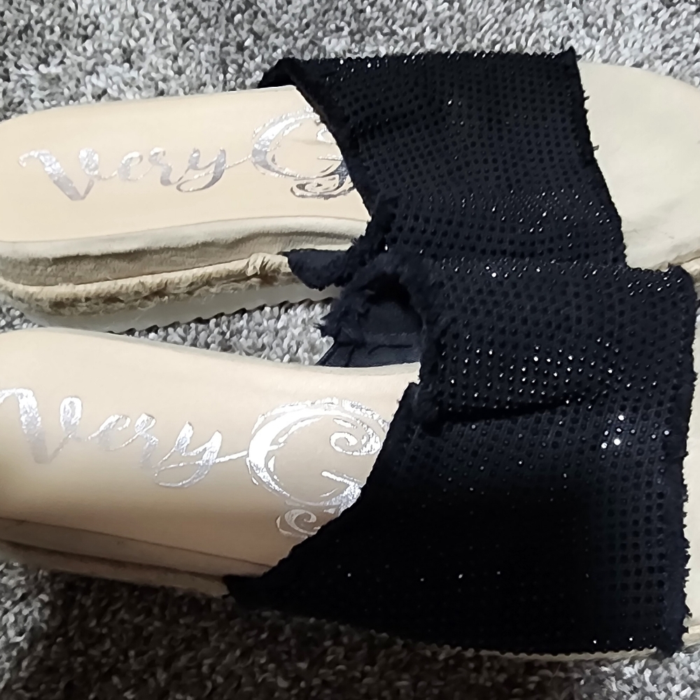 Very G black sequin sandals 8.5